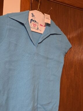Express Light Blue Collared Short Sleeve Top